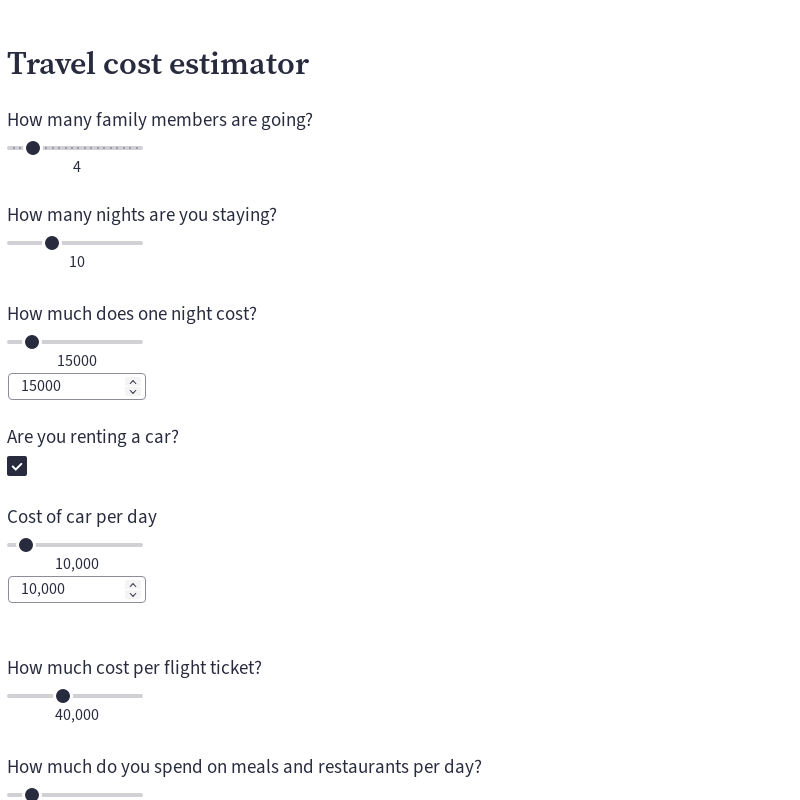 dts travel cost estimator