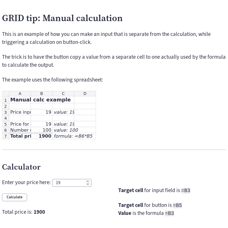 GRID tip: Manual calculation – Calculator Studio
